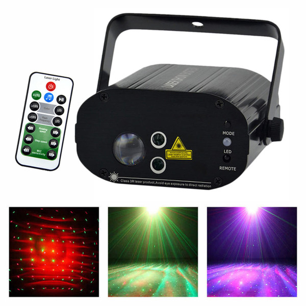 AUCD AC 110-240V RG Laser Light 3W RGB LED Lights Sound AUTO Remote Mini Projector Lamp DJ Party Home Show Stage Lighting W-100RG