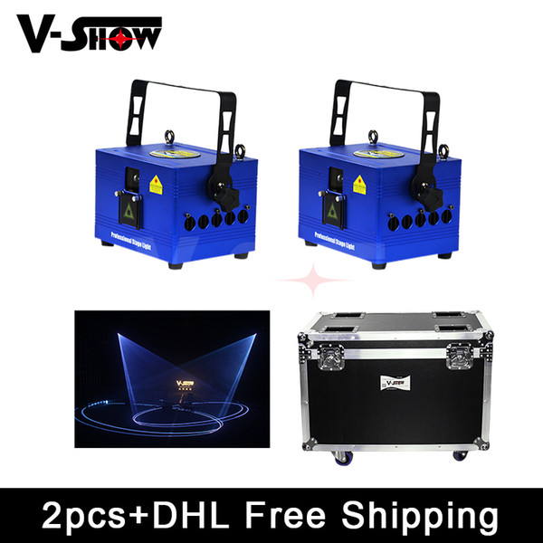 2Pcs with Fightcase 1W RGB Laser Projector Stage Equipment Light RGB LED Mixing Effect DJ KTV Show family Party Laser Stage Lighting