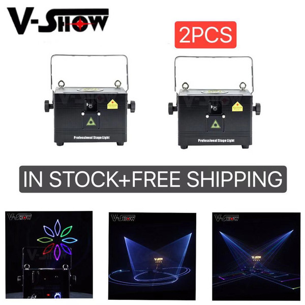 2pcs Mini Animation 2W RGB Laser Stage Light Programmable Projector Led Dmx Dj Light For Disco Bar Nightclub