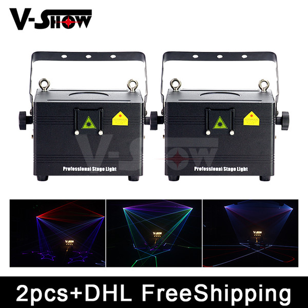 2pcs with flight case 2W RGB Laser Stage Light Programmable Projector Led Dmx Dj Light For Disco Bar Nightclu