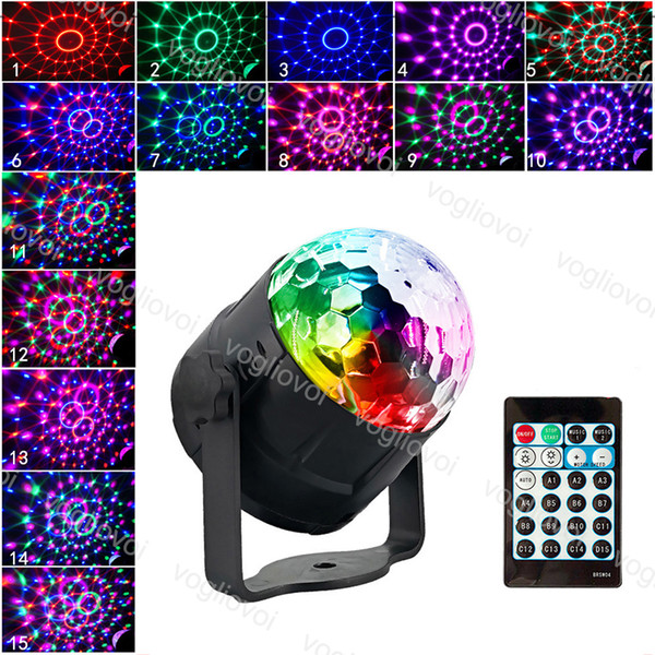 Laser Projector RGB Stage Lighting 15 Colors DJ Disco Ball 5W Sound Activated effect Lamp Light Music Christmas KTV Party Par Light DHL