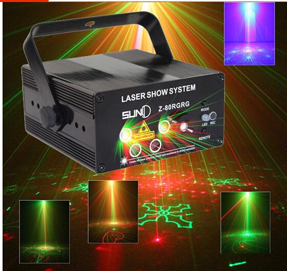 LED Laser Stage Lighting 5 Lens 80 Patterns RG Mini Led Laser Projector Blue Light Effect Show For DJ Disco Party Lights