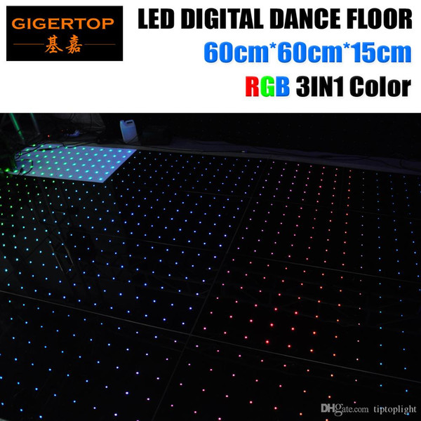 Ex-Works Price 60cmx60cm Led Digital Dancing Floor RGB 3IN1 6X6 Dot Pixel Acrylic Panel White/Black Dance Stage Floor 6mm Thick