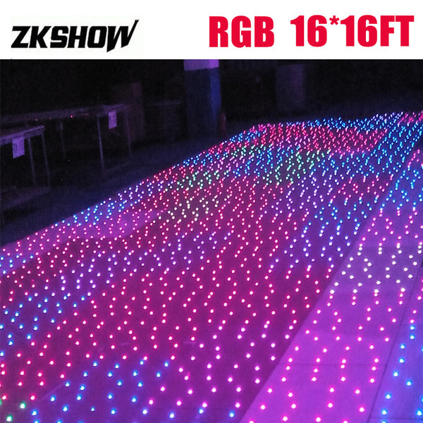 Disco Party 16*16ft RGB Wireless Twinkling LED Dance Floor Wedding Stage Equipment Projector DJ Disco Party Light Free Shipping Flightcase