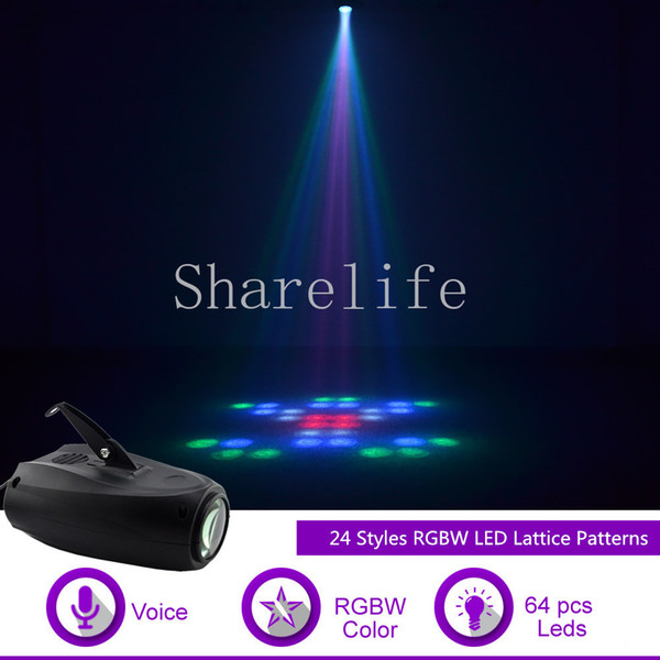 Sharelife Mini 10W 64 Pc Leds RGBW 24 Lattice Patterns LED Sound Projector Light DJ Party Home Show Wedding Stage lighting X-M03