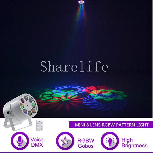 Sharelife Mini 8 Lens RGBW Patterns LED Rotate DMX Sound for Club Bar DJ Light Home Gig Party KTV Show Stage Lighting Effect M8Y