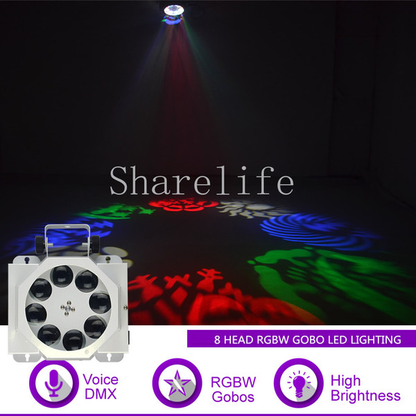 Sharelife 8 Lens RGBW Patterns LED Rotating DMX Sound for KTV Club Bar DJ Light Home Gig Party Show Stage Lighting Effect X-8EG