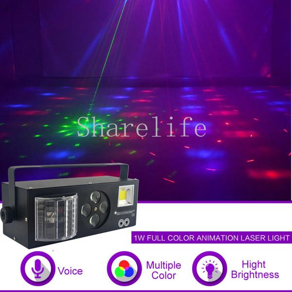 Sharelife 4 In 1 RG Laser Gobos Mix Strobe Par Lamp RGBWY Beam LED Light Home Gig Party DJ Show Professional Stage Lighting X132