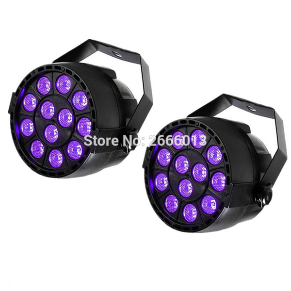 2pcs/lot 12X3W UV LED PAR Light DMX Stage Lighting Effect DMX512 Master-Slave Led Flat for DJ Disco Party KTV purple PAR LEDS