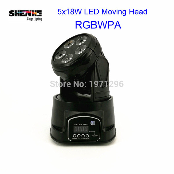 Fast Shipping 5x18W LED Moving Head Mini Wash RGBWA+UV Good for Disco DJ Party Beam LED Lighting 10/15 Channel