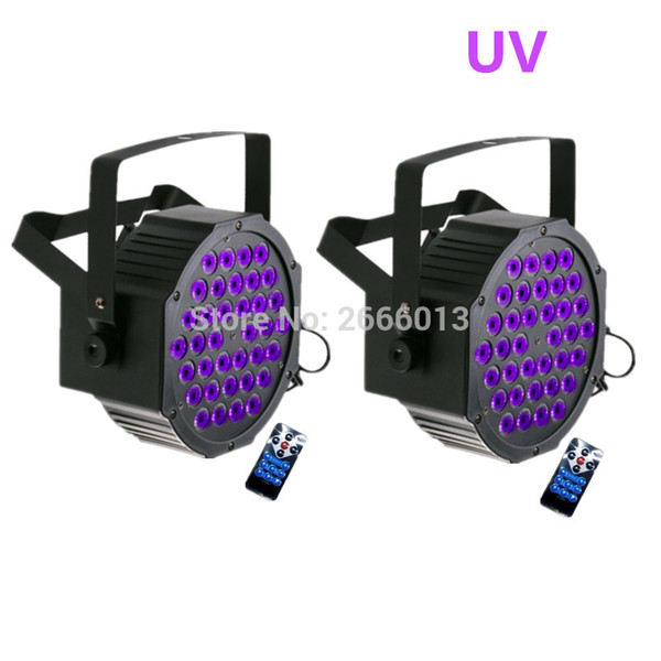 2pcs/lot With Remote control Ultraviolet LED Flat par light 36 LEDS UV LED stage lights purple effect disco dj home party lamp