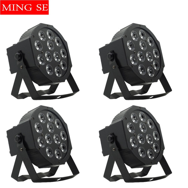 4pcs/lots 12w led lamp beads 12x12W led Par lights RGBW 4in1 flat par led dmx512 disco lights professional stage dj equipment