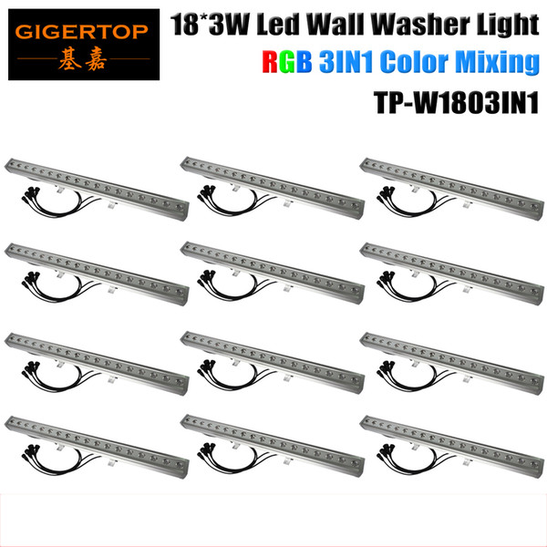 TIPTOP 12XLOT Waterproof Outdoor DMX LED Wall Washer Light RGB LED Flood Light for Xmas Party Nightclub Bar 18 X 3 W 3IN1 Leds