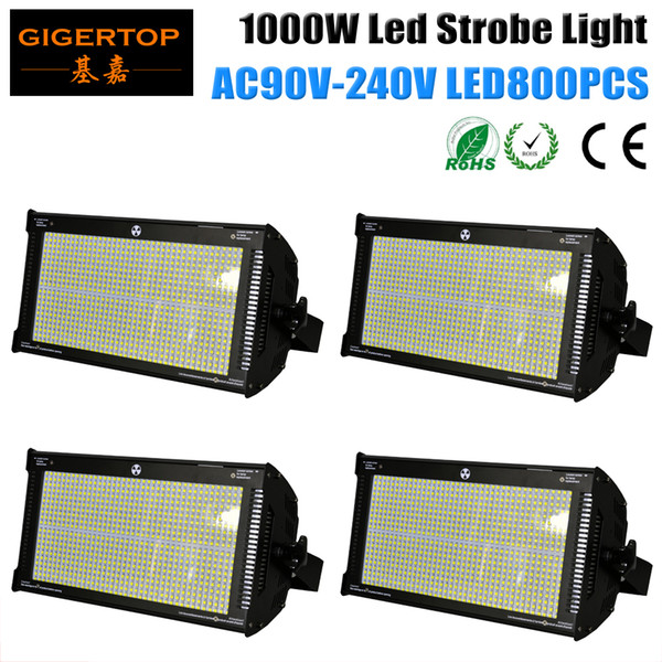 TIPTOP 4 units 1000W White Color Led Strobe Light Professional Led Stage Lighting DMX Control 2/6/8 channels 800 x 1.2W SMD LEDS White