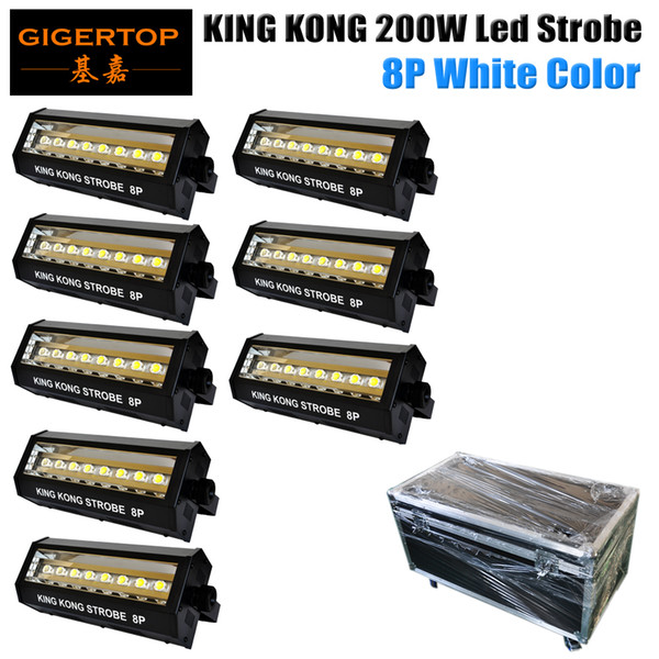 8in1 flight case pack stage dmx strobe light white color kingkong model mini 8x20w white led flash light dmx sound auto running