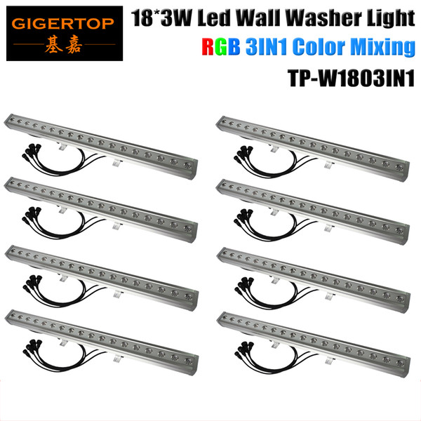 TIPTOP 8XLOT Waterproof Outdoor DMX LED Wall Washer Light RGB LED Flood Light for Xmas Party Nightclub Bar 18 X 3 W 3IN1 Leds