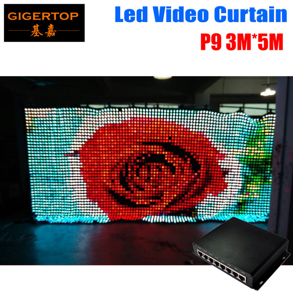 P9 3M*5M LED Vison Curtain with PC/SD Mode,Tricolor 3In1 LED Video Curtain for DJ Wedding Backdrops 90V-240V