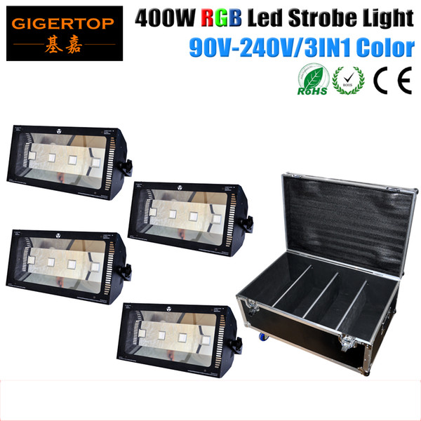 4IN1 Roadcase Pack 400W RGB Led Strobe Light Mini DJ Strobe Light Flash Light 3IN1 LED Bulb Stage Lighting Party Disco 100V-220V TP-S400RGB