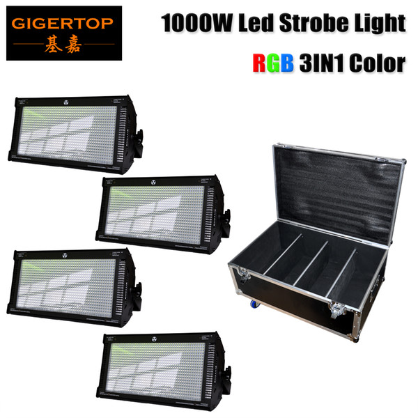 Gigertop 4in1 Flightcase with Wheels RGB LED Strobe Stage Light DMX-512 PAR Disco DJ Party Lighting 1000W High Brighness