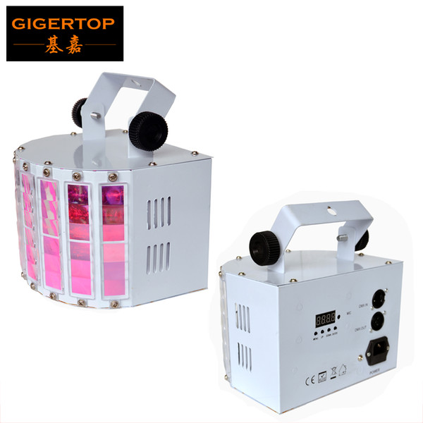 TIPTOP New Led Butterfly Stage Effect Light 30W RGBWA UV Rotating Electrical Motor 6x3W 6 Color Lamp DMX 6 Channels White Shell