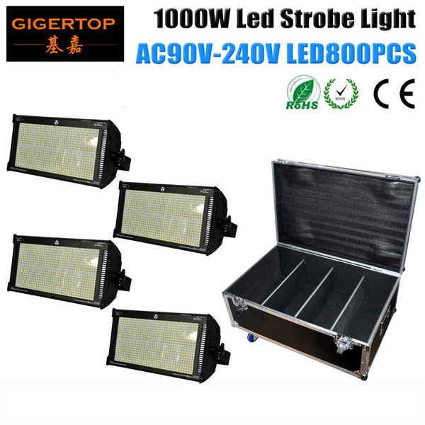 4in1 Flight Case Packing 4XLOT 1000W Stage Led Strobe Light 800PCS SMD 50-50 Led Lamp White Shinning Blinder Special Effect TP-S1000