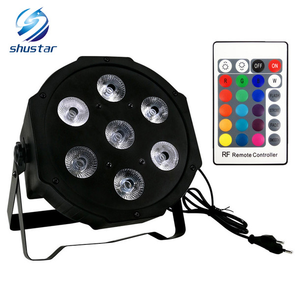 Wireless remote control LED Mini PAR light 7X12W DMX rgbw 4in1 quad led flat par can stage lighting