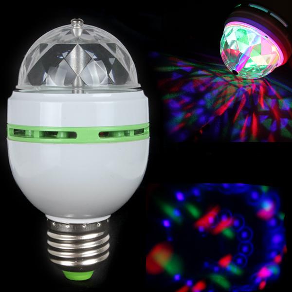 E27 RGB Effect 3X LED Rotating Stage Crystal Ball LED Light Lamp for Disco / DJ / Party LIF_212