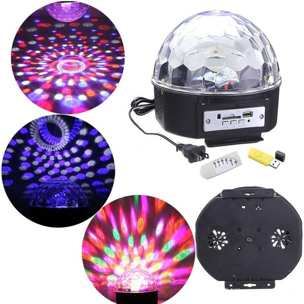 Lucky star RGB MP3 Magic Crystal Ball LED Music stage light 18W Home Party disco DJ party Stage Lights lighting + U Disk Remote Control