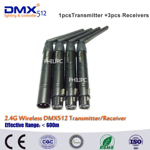 DHL Free Shipping 4pcs/lot Wholesale XLR Wireless dmx512, Wireless dmx512 3PIN wireless dmx Transmitter and receiver