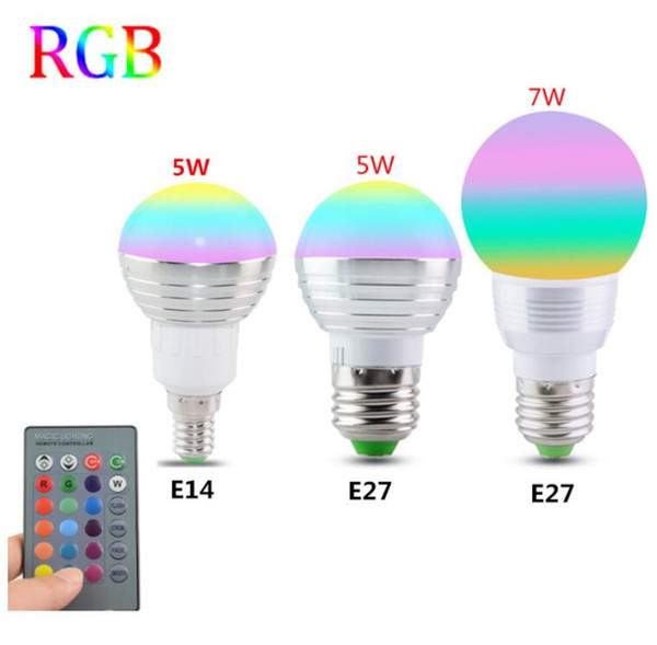 E27 E14 LED 16 Color Changing RGB Magic Light Bulb Lamp 85-265V 110V 120V 220V RGB Led Light Spotlight + IR Remote Control