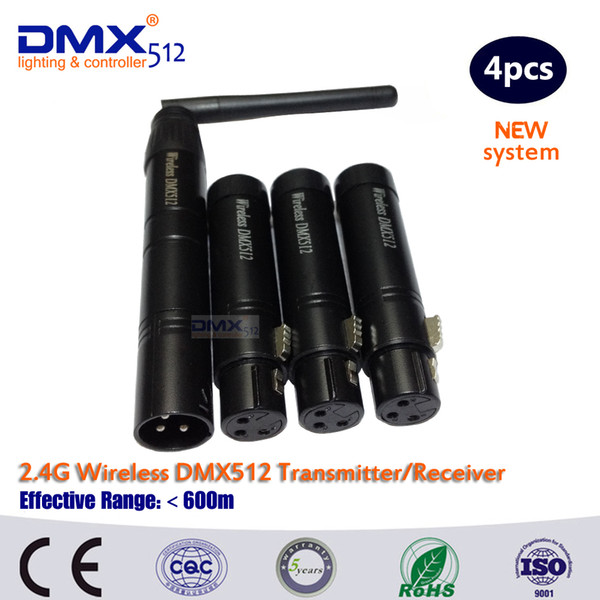 DHL Free Shipping 4pcs/lot 2.4G Mini Wireless DMX Controller Wireless DMX512 Transmitter And Receiver DMX Light Controller