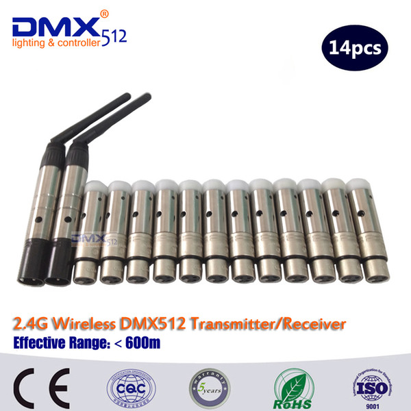 DHL Free Shipping 2018 New Arrival mini XLR Wireless DMX512 12pcs Receiver and 2pcs Transmitter 3pin XLR for stage lighting