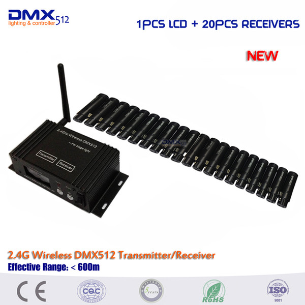 DHL free shipping 21PCS/LOT 2.4Ghz wireless dmx transmitter receiver For Stage Par Light 1PCS Transmitter & 20PCS Receiver