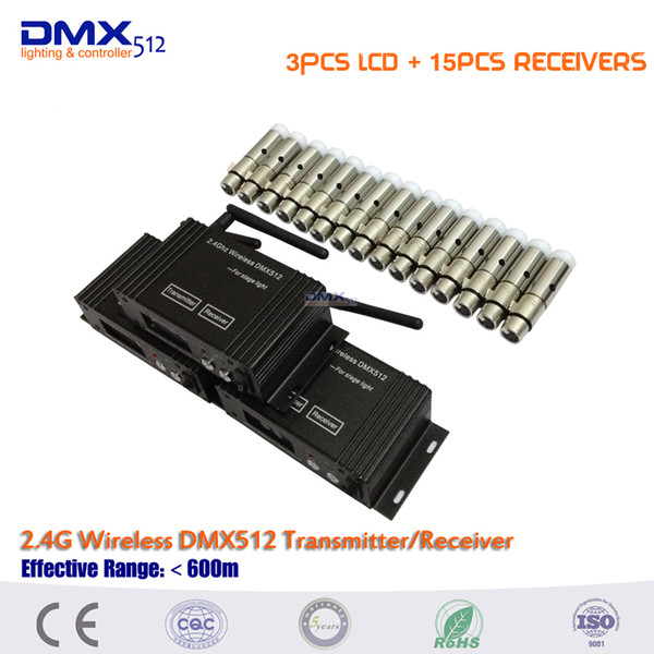 DHL Free Shipping NEW Upgrade 3 years warranty 18PCS/lot 2.4Ghz DMX512 Wireless Lighting Controller Receiver&Transmitter