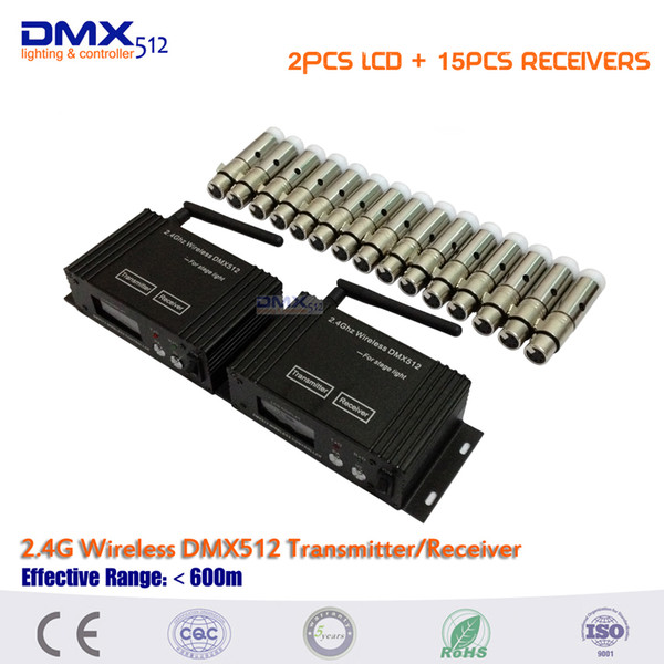 DHL Free shipping Communication Distance 500M Wireless DMX512 LCD Sender Transmitter And MINI Receivers 2.4G Wireless Controller