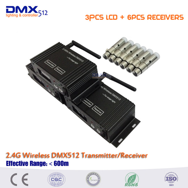 9 Pcs/lot Stage Bar Light Professional 6 Mini XLR Receiver +3 LCD Display Wireless Receiver Transmitter DMX 512 Equipment