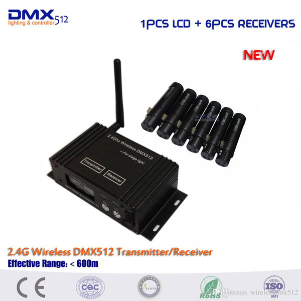 DHL Free shipping 7PCS/LOT 2.4Ghz 126Ch LCD Display Wireless DMX512 DJ system Receiver & Transmitter Xmas Controller.