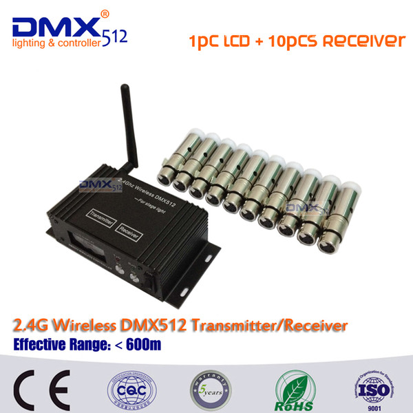 DHL Free shipping 2.4Ghz Wireless DMX Receiver/Transmitter System Lcd Display Led Lighting Stage Beam Light Dmx512 Control Box