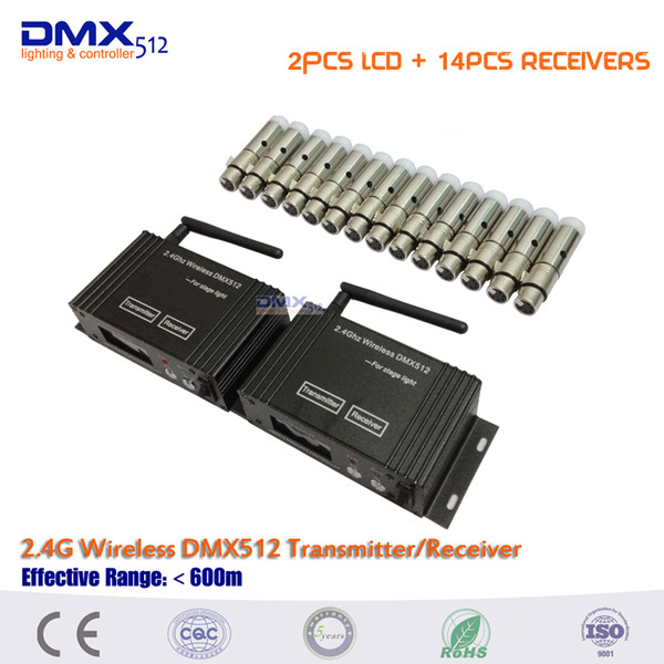 16pcs/lot DHL Free shipping Wireless DMX 512 Receiver/Transmitter Controller 2.4G wireless DMX512 Lighting Controller LED Lights