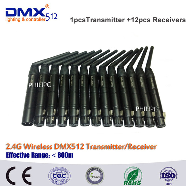 DHL Free Shipping 13pcs DMX512 Console Portable Wireless Dmx512 Transmitter And Receiver Dmx Wireless For Led Stage Lights