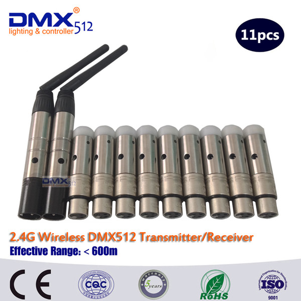 DHL Free Shipping 11pcs LED stage controller Wireless DMX transmitter and receiver wireless dmx512 console led moving head light