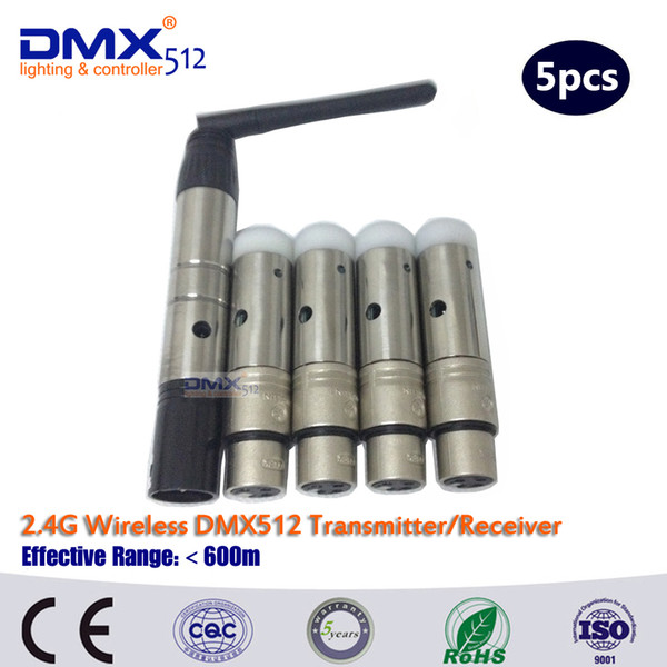 DHL Free Shipping 5pcs dmx wireless transmitter receiver replace XLR DMX cables.