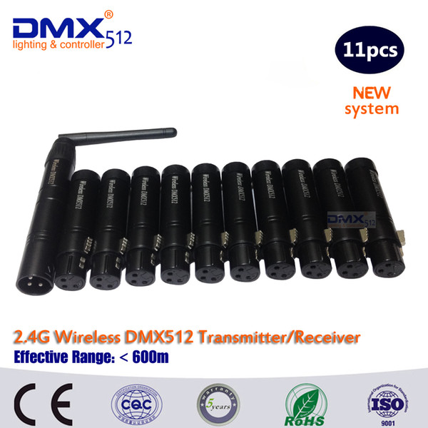 DHL Free Shipping 11pcs Good quality dmx wireless controller transmitter receiver dmx 512 wireless dmx