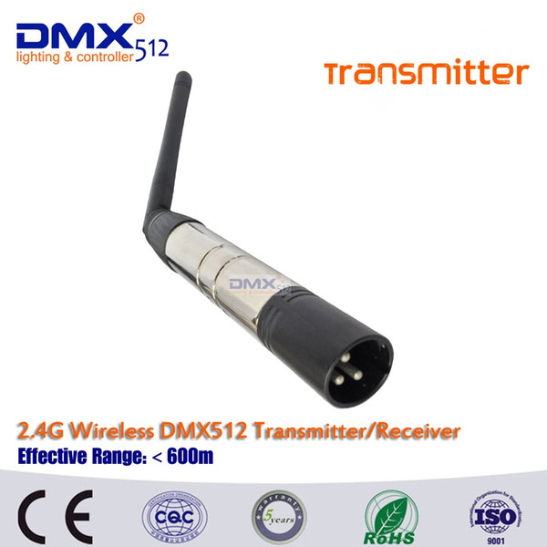 2.4G ISM DMX512 Wireless Male XLR Transmitter LED Lighting for Stage PAR Party Light with Antenna