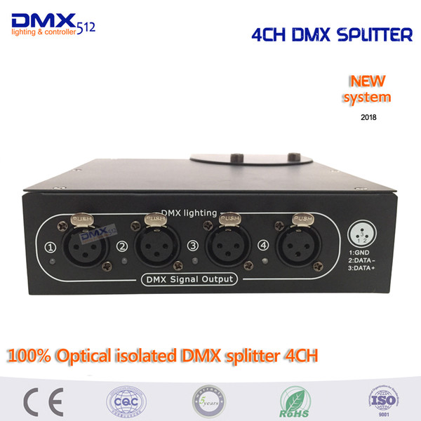 DHL Free shipping 100% Optical isolated DMX splitter 4 way dmx splitter for stage light