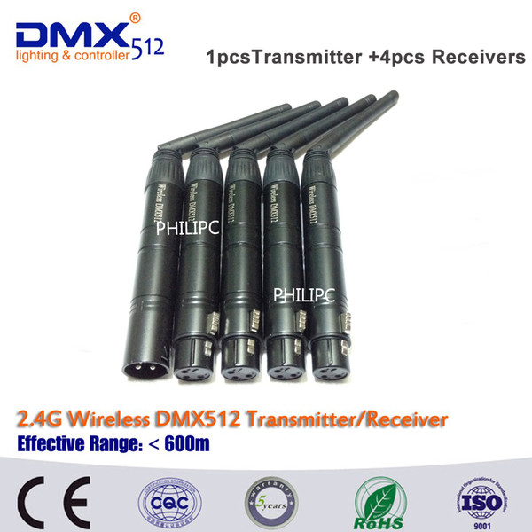 DHL Free Shipping Wireless Dmx512 Transmitter Receiver 2.4G Wireless Remote Dmx Signal Controller Auto Choose Frequency Channel