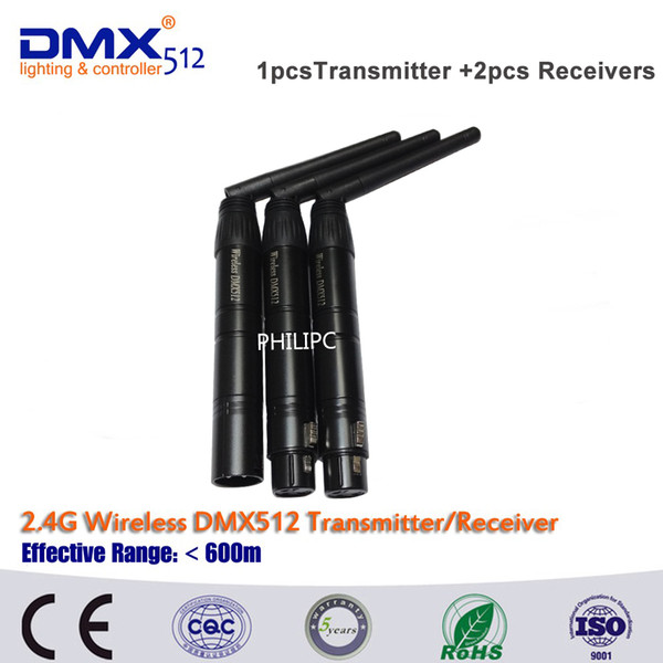 DHL Free Shipping 2.4G Wireless DMX512 Signal Controller Male Female XLR 3pins DMX Wireless Transmit Receiver For Stage Lights