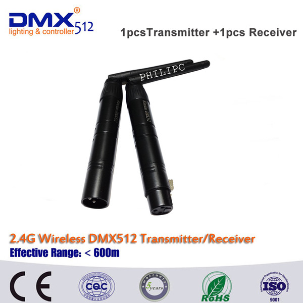 2.4GHz wireless DMX512 Transmitter and Receiver 1pcs transmitter and 1pcs receiver wireless stage light controller