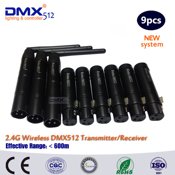 DHL Free Shipping 9pcs Mini Wireless DMX Controller Wireless DMX512 Transmitter Receiver