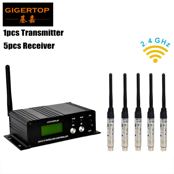 2.4Ghz Stage Light DMX Wireless Transmitter / Receiver DMX Controller 1pcs Transmitters+5pcs Receiver Wireless dmx Controller TP-D26